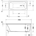 Vanna Duravit Qatego, 150x75cm, akrils, balts 700609000000000
