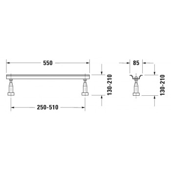 Vannas kājas Duravit, 3 gab., 130-210mm 790105000000000