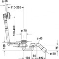 Duravit notekas un pārplūdes komplekts, 530mm, hroms 790225000001000