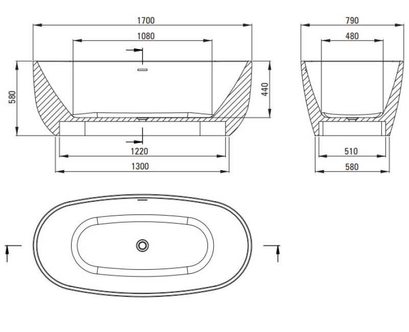 Отдельно стоящая ванна Deante Alpina Oval Cast литой акрил 170x79см
