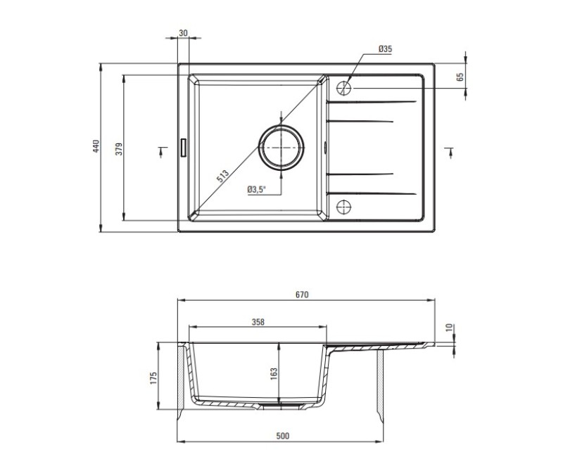 Кухонная мойка Deante CORIO 670x440x175мм Черный графит