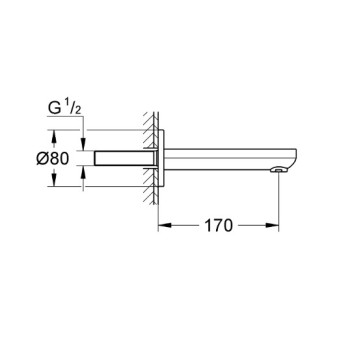 Izlietnes izplūde Grohe Eurosmart Cosmo, 170 mm, no sienas, hroms