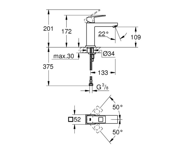 Смеситель для раковины Grohe Euroeco Special SSC, излив 100 мм, хром