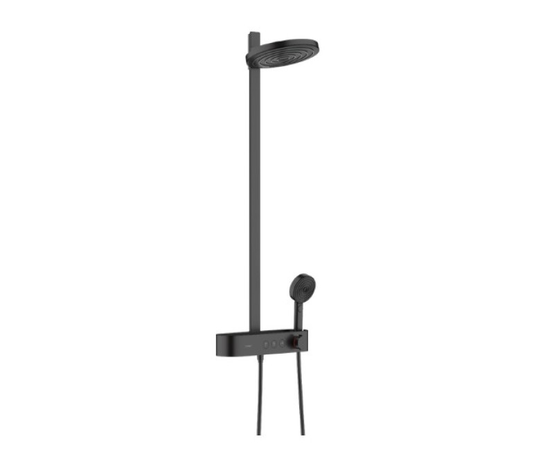 Dušas sistēma Hansgrohe Pulsify 260 2 jet ar termostatu ShowerTablet Select 400, matēta melna