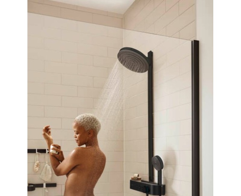 Dušas sistēma Hansgrohe Pulsify 260 2 jet ar termostatu ShowerTablet Select 400, matēta melna
