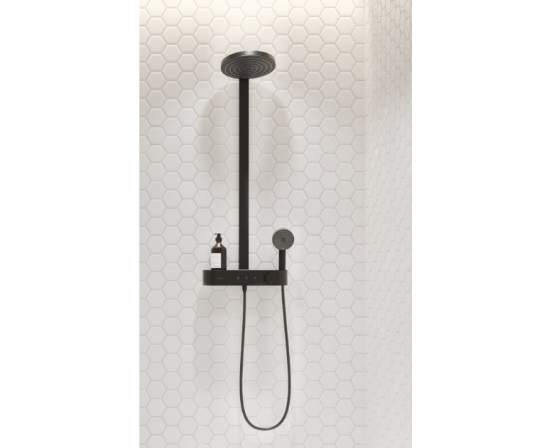 Dušas sistēma Hansgrohe Pulsify 260 2 jet ar termostatu ShowerTablet Select 400, matēta melna