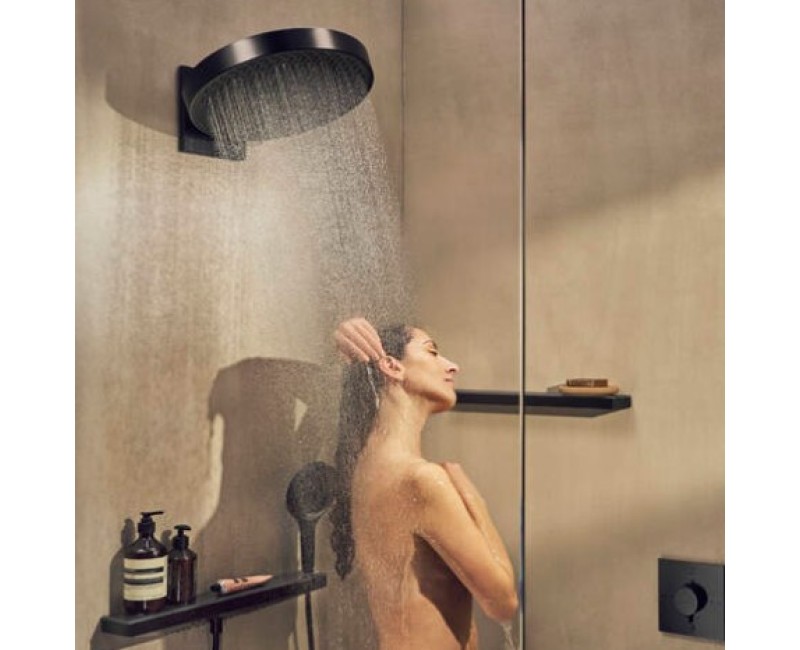 Dušas galva Hansgrohe Rainfinity 360 1jet, ar turētāju no sienas, matēta melna