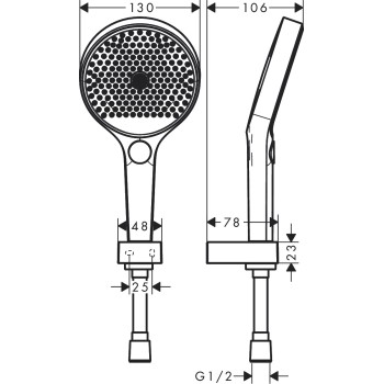Dušo komplektas Hansgrohe Rainfinity 130 3jet, 1250 mm dušo žarna, matinė balta