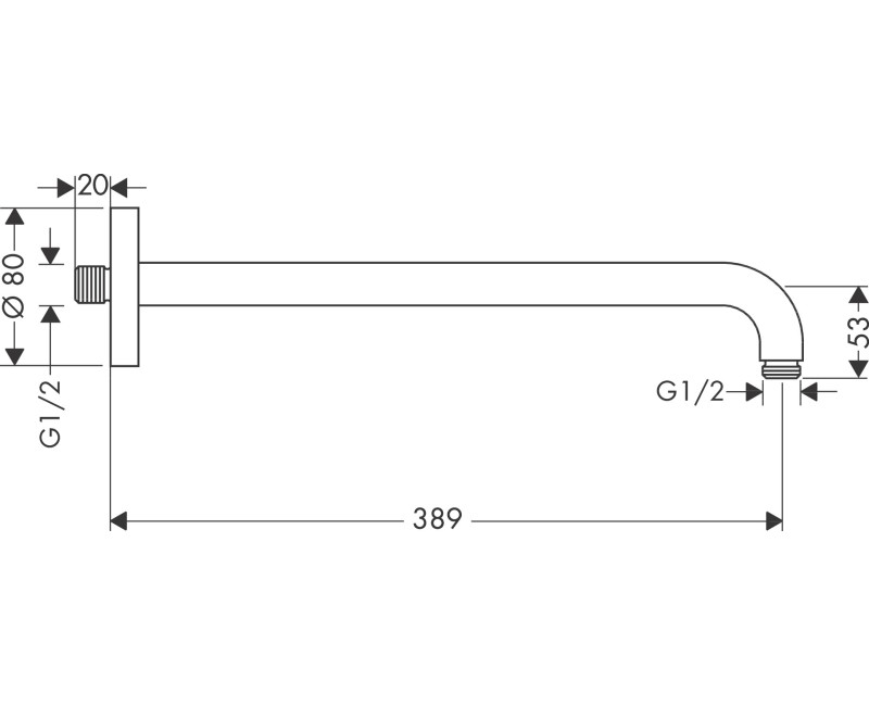 Dušas galvas turētājs Hansgrohe 389 mm, no sienas, brushed bronze