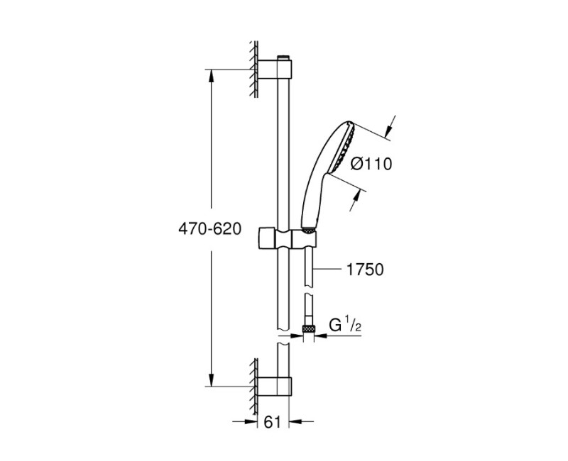 Dušas komplekts Grohe Tempesta 110, 600 mm, hroms