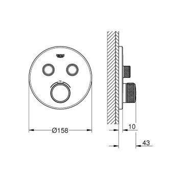Vannas / Dušas maisītājs Grohe Grohtherm SmartControl iebūvējams 2 izvadi, supersteel  29119DC0