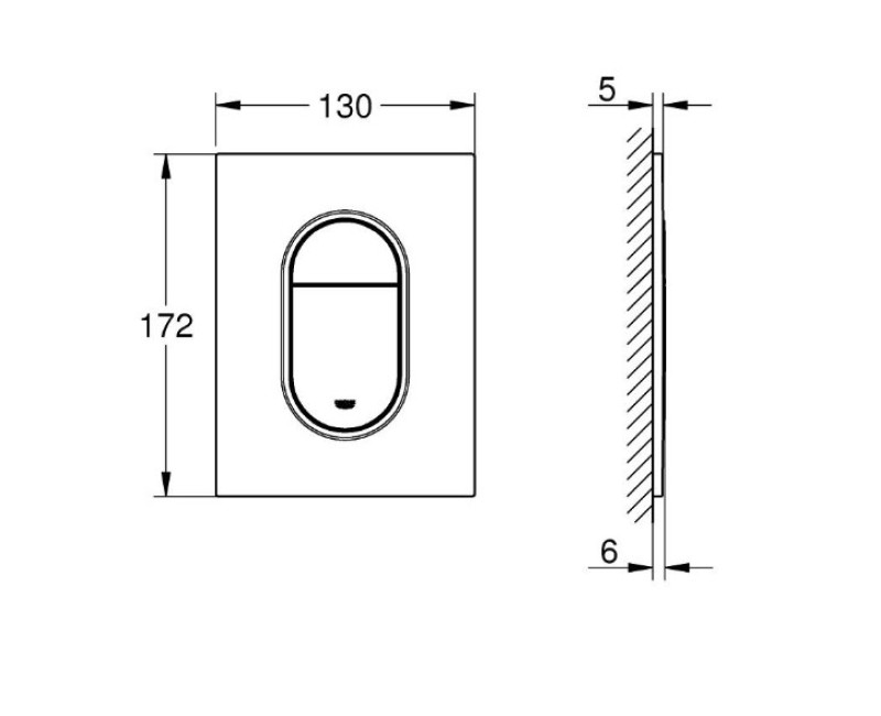 Mygtukas montavimo rėmui Grohe Arena Cosmo duo, 130x172 mm, vertikalus, brushed cool sunrise