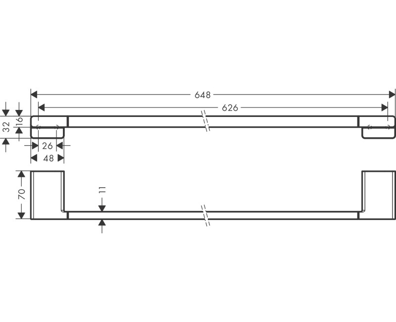 Hansgrohe AddStoris Dvieļu turētājs 65 cm, melns matēts