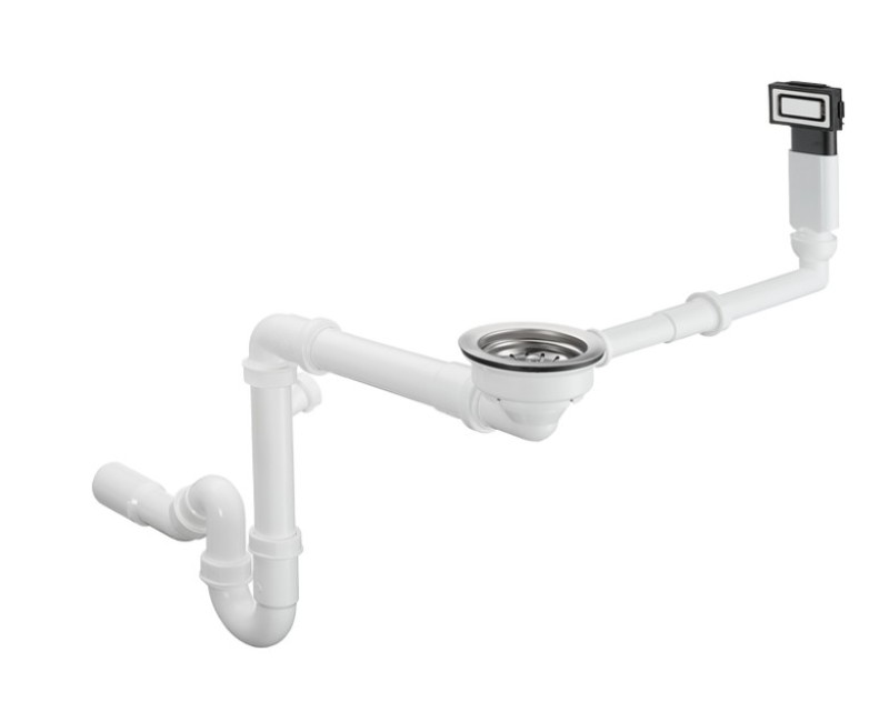 Hansgrohe D14-10 virtuvės kriauklės sifonas, 1½ x40/50 mm, balta plastmasė