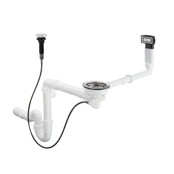 Sifons virtuves izlietnei Hansgrohe D16-11, 1½ x40/50 mm, pop-up, balta plastmasa