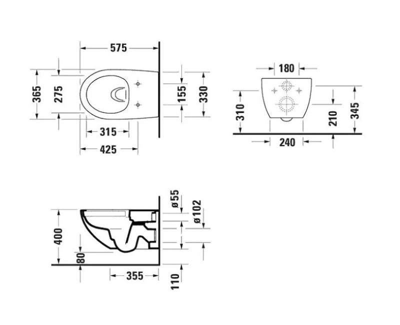 Pakabinamas tualeto indas Duravit Architec Rimless, su Soft Close dangčiu 365x575 mm, baltas