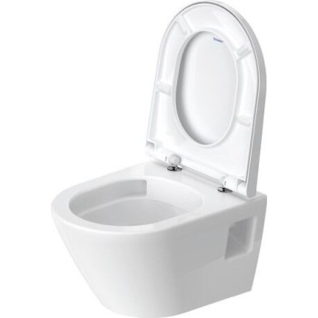 Piekaramais tualetes pods Duravit D-Neo Compact rimless, 370x480 mm, ar QR/SC vāku , balts