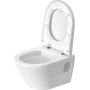 Piekaramais tualetes pods Duravit D-Neo Compact rimless, 370x480 mm, ar QR/SC vāku , balts