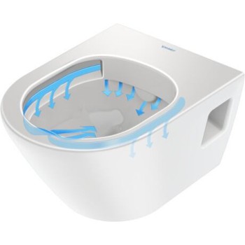 Piekaramais tualetes pods Duravit D-Neo Compact rimless, 370x480 mm, ar QR/SC vāku , balts