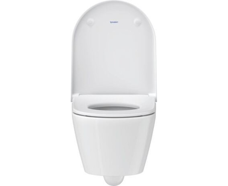 Piekaramais tualetes pods Duravit D-Neo Compact rimless, 370x480 mm, ar QR/SC vāku , balts