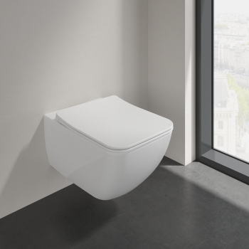 Piekaramais tualetes pods Villeroy & Boch Venticello Rimless, ar Soft Close/QR vāku , 375x560 mm, SupraFix, DirectFlush, balts