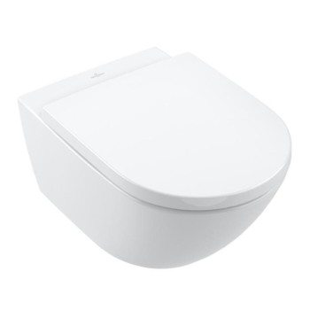 Piekaramais tualetes pods Villeroy & Boch Subway 3.0 Rimless, 370x560 mm, bez vāka, TwistFlush, SupraFix, balts