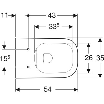 Piekaramais tualetes pods Geberit Smyle Square Rimfree, 350x540 mm, bez vāka balts