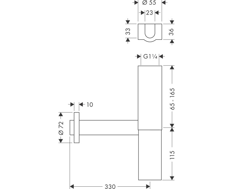 Sifonas praustuvui Hansgrohe Flowstar, 1¼ x 32 mm, chromuotas žalvaris