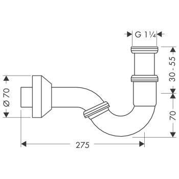 Bide sifons Hansgrohe 1¼ x 32 mm, hromēts misiņš