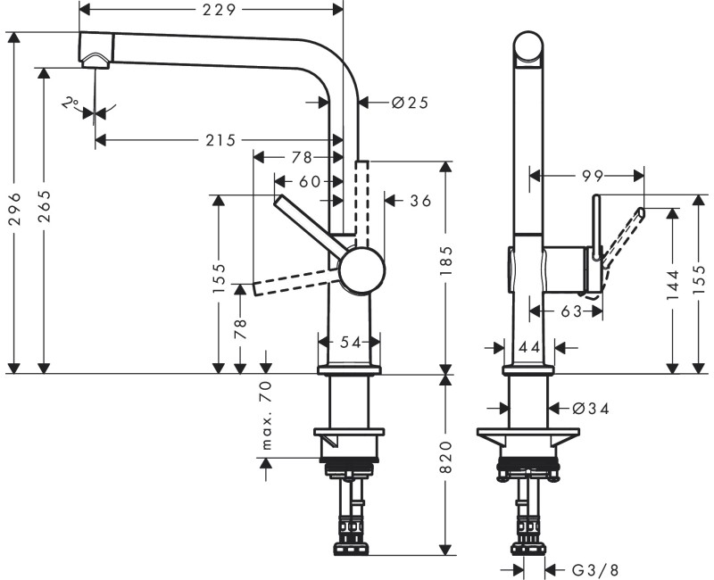Смеситель для кухонной мойки Hansgrohe Talis M54 270 1jet, хром
