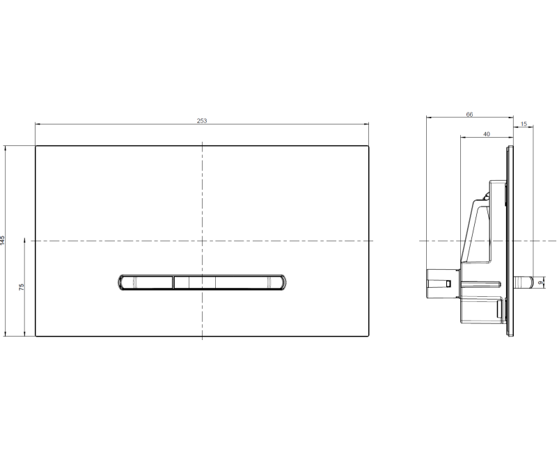 Taustiņš montāžas rāmim Villeroy & Boch ViConnect E300, 253x145 mm, hroms