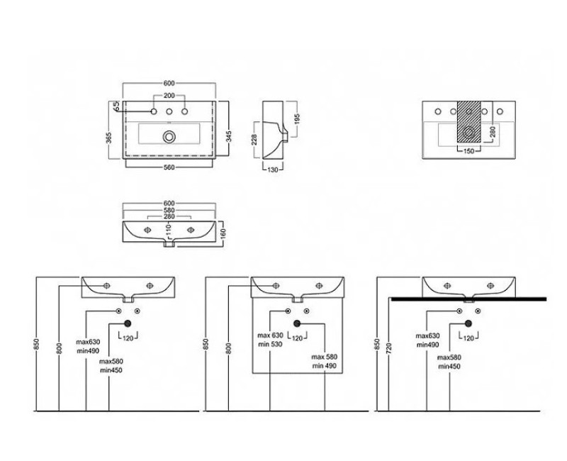 Vannas istabas izlietne Hatria Lavabo 60x36.5cm, Balta
