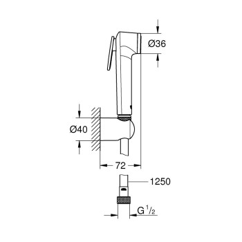 Bidetta maišytuvas Grohe Trigger Spray 30 I, 1250 mm, chromas