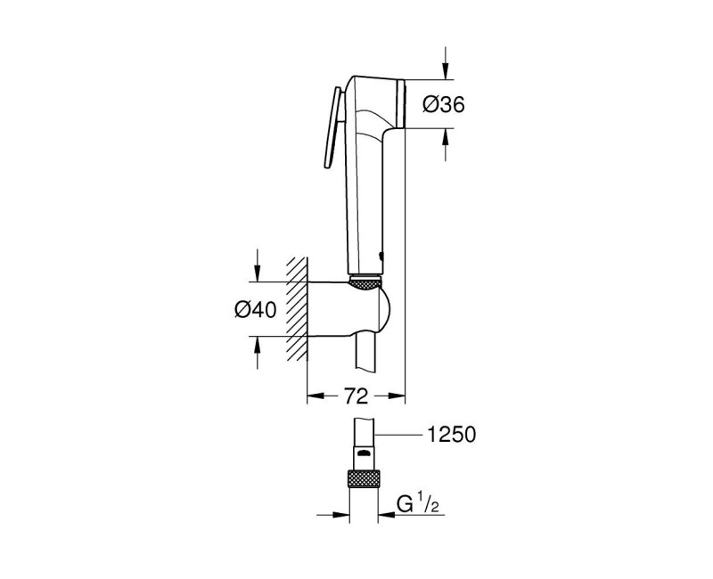 Bidetta maišytuvas Grohe Trigger Spray 30 I, 1250 mm, chromas