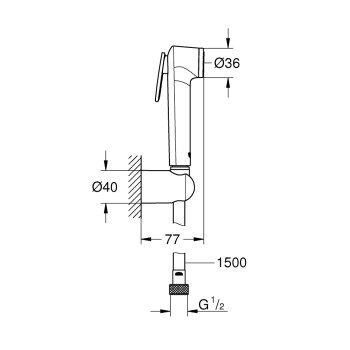 Bidetta maišytuvas Grohe Trigger Spray 30 I, 1500 mm, chromas