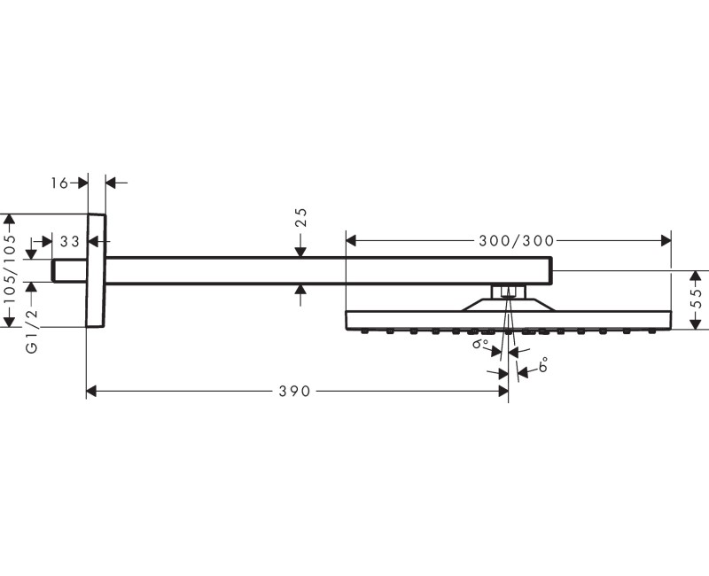 Dušo galva Hansgrohe Raindance E, 30x30 cm, L=390 mm, chromas