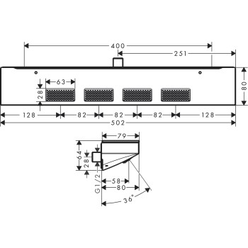 Dušas galva Hansgrohe Rainfinity 500 1jet, ar plauktu matēta balta