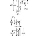 Dušas komplekts Grohe  Grohtherm 800 ar termostatu, 600 mm, hroms