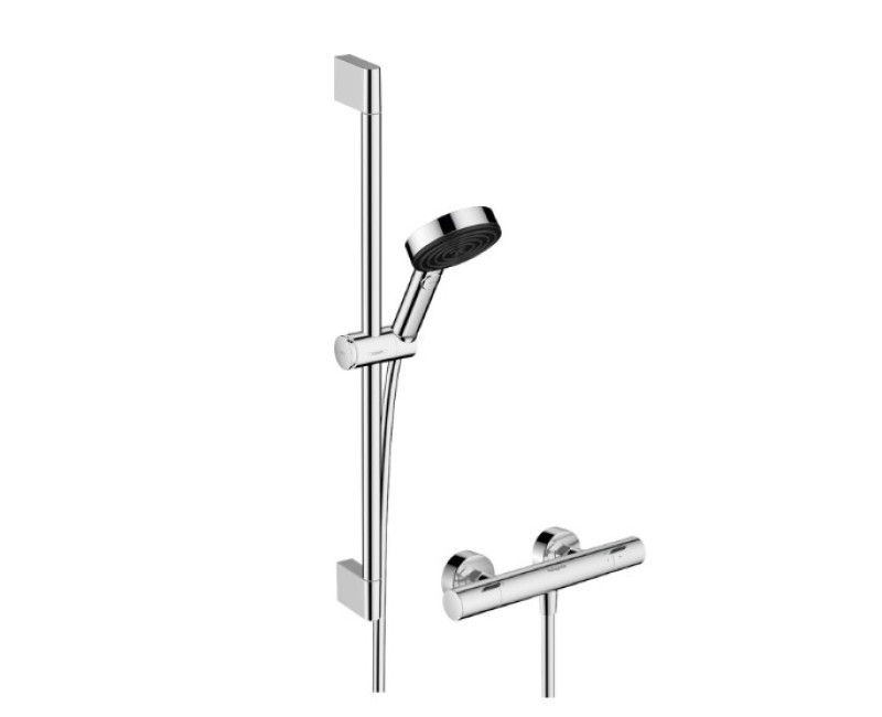 Dušas komplekts Hansgrohe Ecostat Fine ar dušas kompl. Pulsify Select S 105 3jet Relaxation EcoSmart, Hromēta