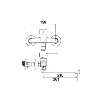 Virtuves izlietnes maisītājs Jika Lyra Smart, no sienas, iztece 210 mm, hroms