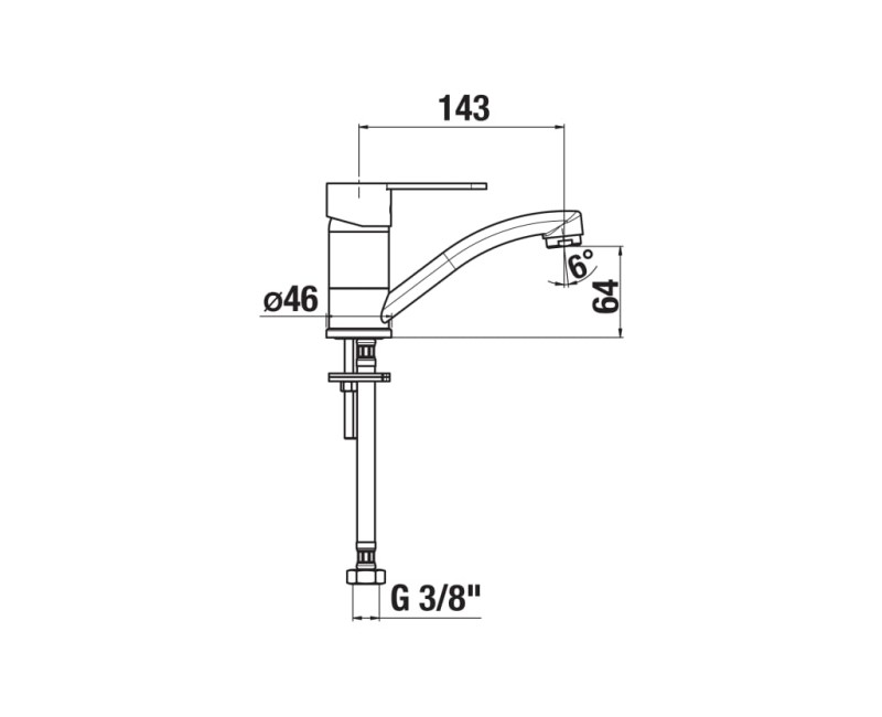Virtuves maisītājs Jika Lyra Smart, zema iztece 143 mm, hroms