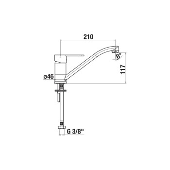 Virtuves izlietnes maisītājs Jika Lyra Smart, zema iztece 210 mm, hroms