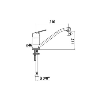 Virtuves izlietnes maisītājs Jika Talas Trendy, zema iztece 210 mm, hroms