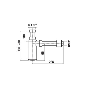 Сифон для мойки Jika Mio, 1¼ x 32 мм, черный матовый