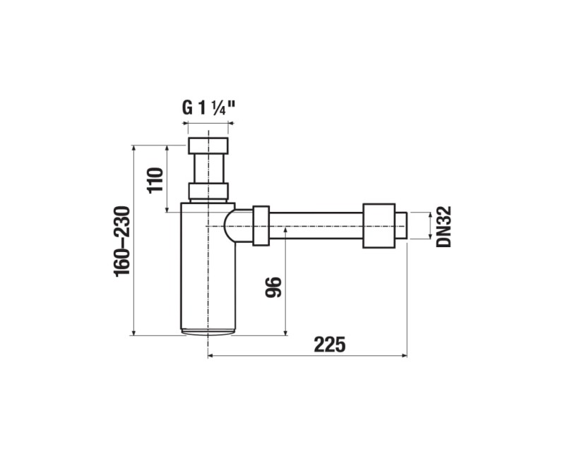 Sifons izlietnei Jika Mio, 1¼ x 32 mm, matēts melns