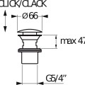 Излив для мойки Jika Click-Clack хромированный с переливом