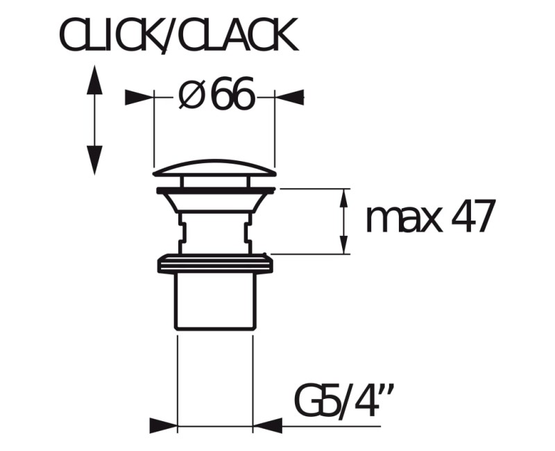 Излив для мойки Jika Click-Clack хромированный с переливом