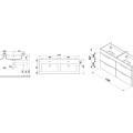 Vannas istabas skapītis ar izlietni Jika Cube, 1200x430 mm, h=607 mm, 4A, balts