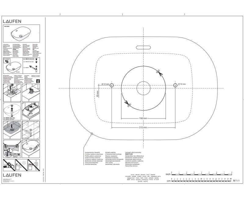 Vonios kriauklė Laufen Lua, 500x350 mm, ant paviršiaus, balta