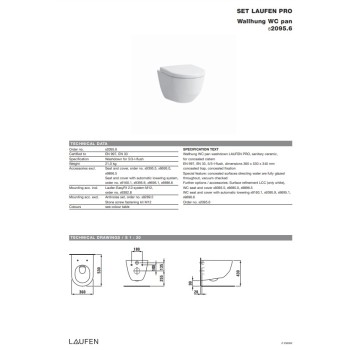 Подвесной унитаз Laufen Pro, 360x530 мм, белый